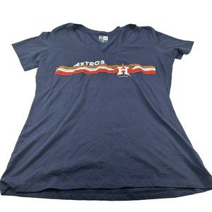 New Era Women's Size Medium Tee Shirt Houston Astros Short Sleeve Blue New